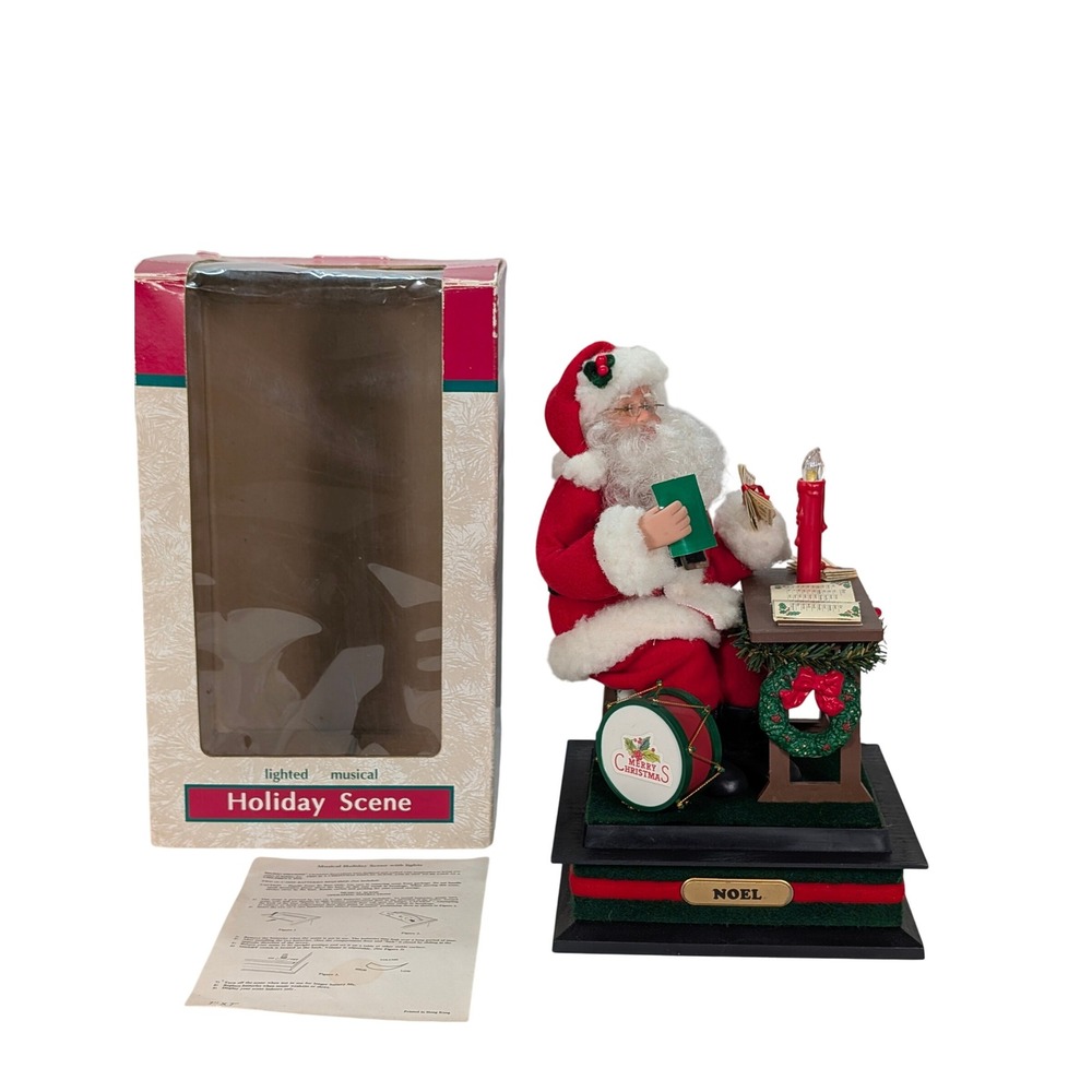 Vintage Lighted‎ Musical Santa Claus Scene Christmas Holiday Decor Checking List